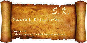 Spacsek Krisztofer névjegykártya